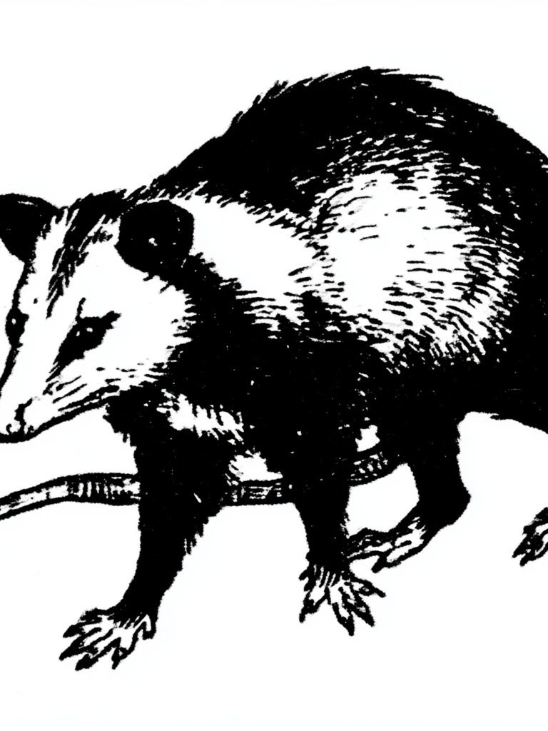 Opossum Ink Illustration Poster. poster — illustration art