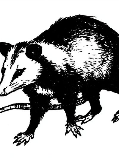 Opossum Ink Illustration Poster. poster