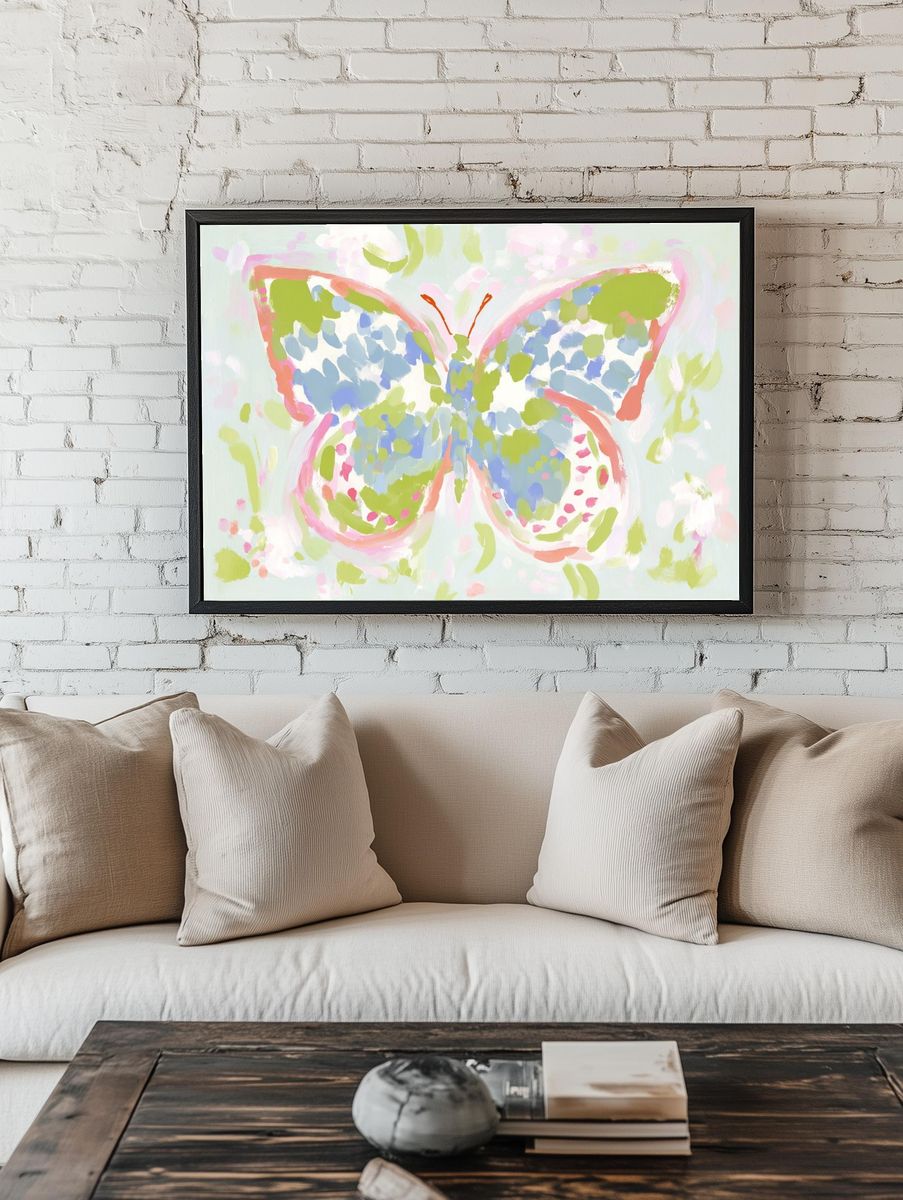 Pastel Butterfly Illustration Poster. — room view 1