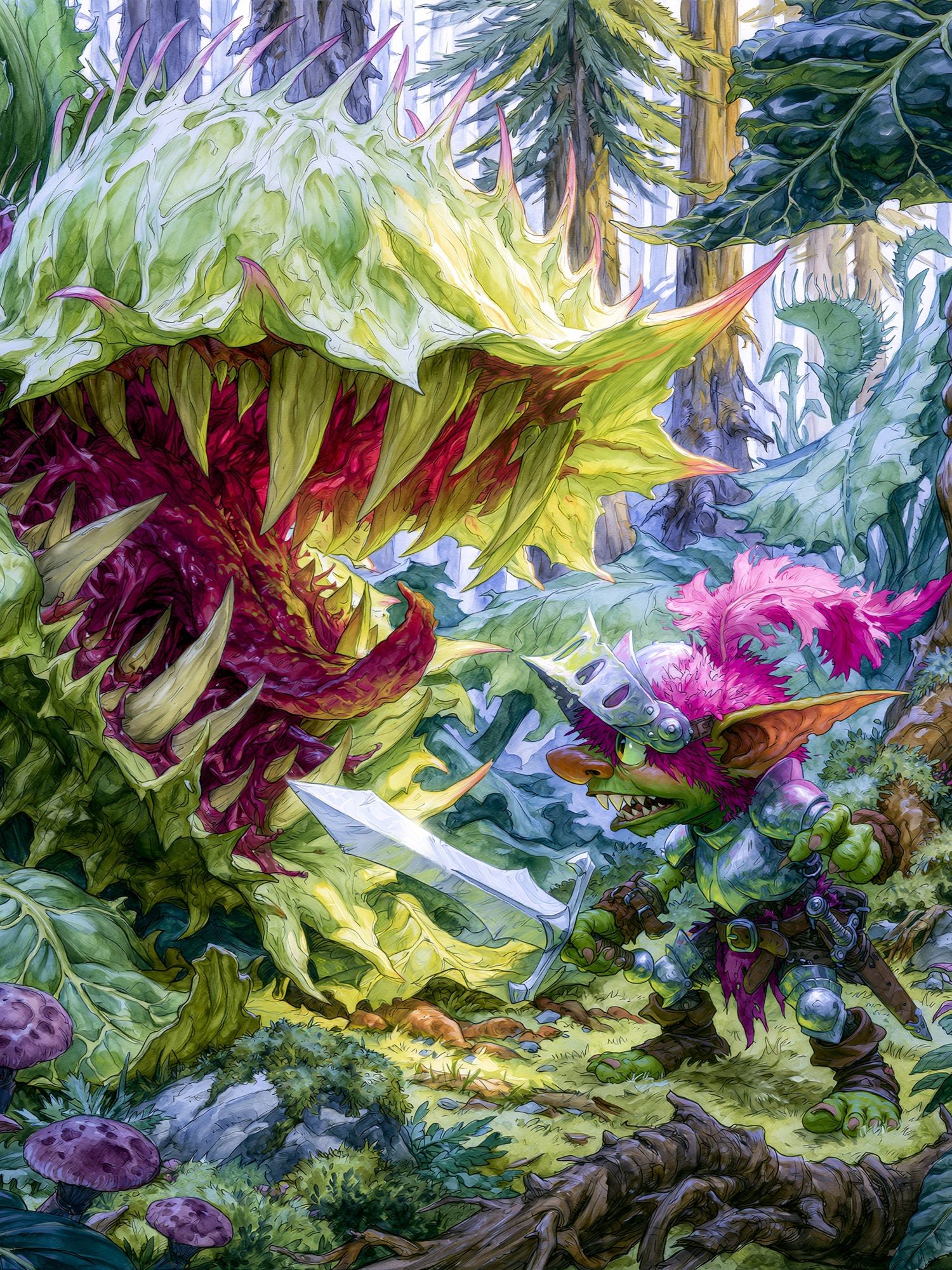 Goblin vs Monster Fantasy Illustration Poster. poster — illustration art