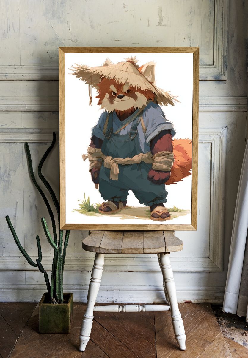 Samurai Fox Illustration Poster. room preview