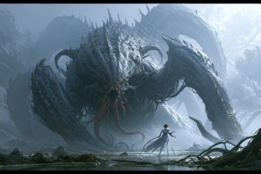 Cosmic Monster Encounter Illustration Poster. poster — illustration art