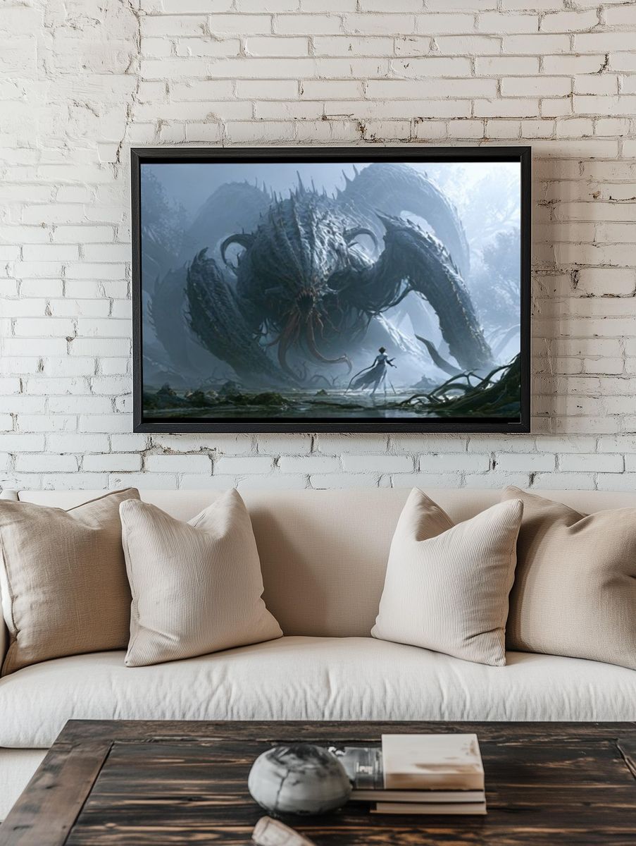 Cosmic Monster Encounter Illustration Poster. — room view 1