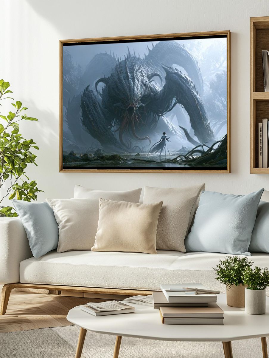 Cosmic Monster Encounter Illustration Poster. — room view 2