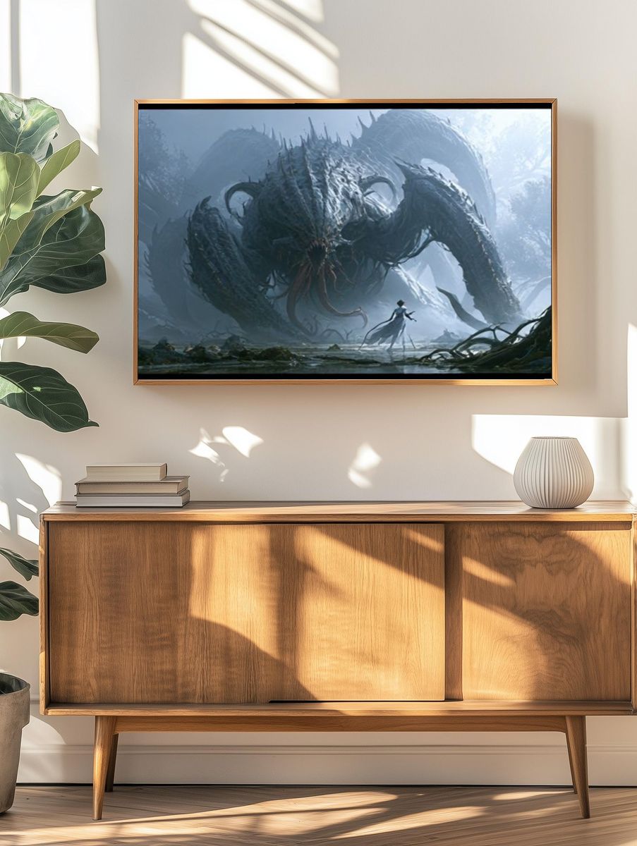 Cosmic Monster Encounter Illustration Poster. — room view 3