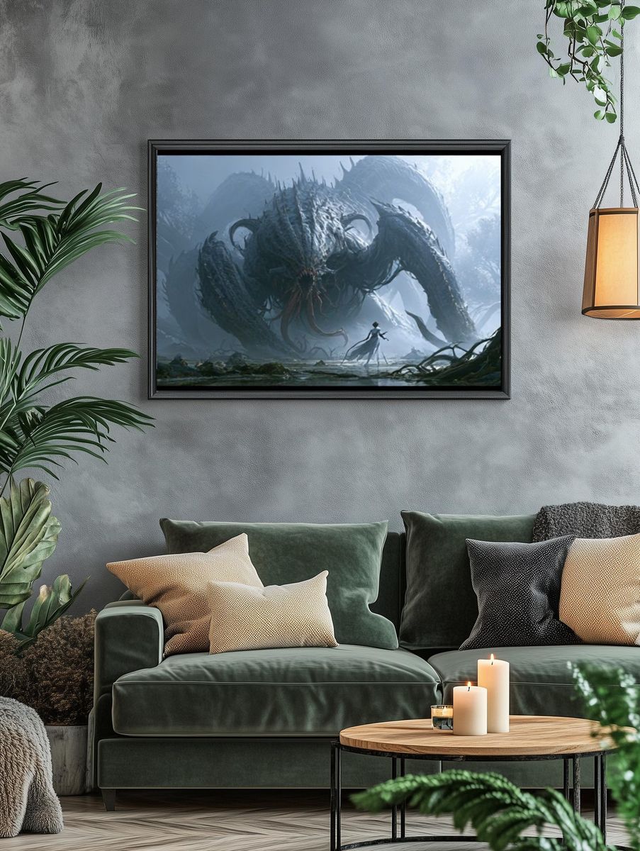 Cosmic Monster Encounter Illustration Poster. — room view 4