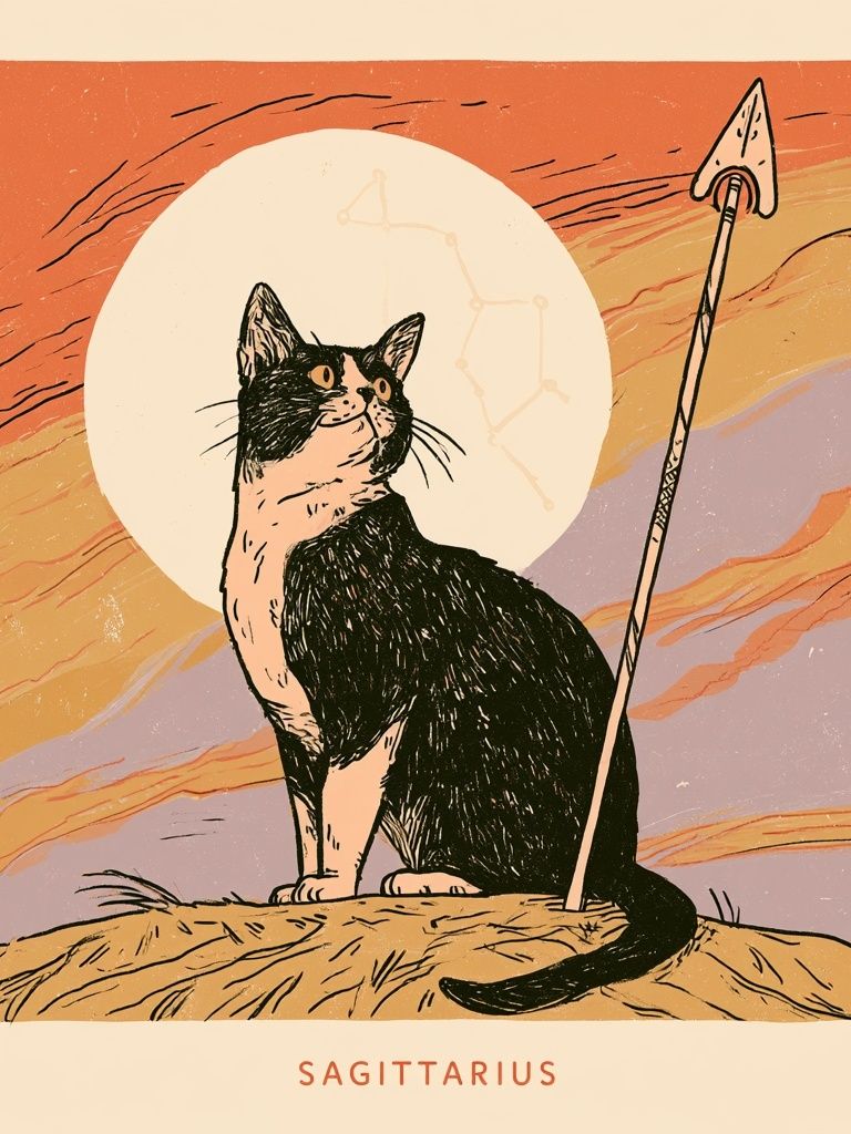 Sagittarius Cat Illustration Poster. poster detail