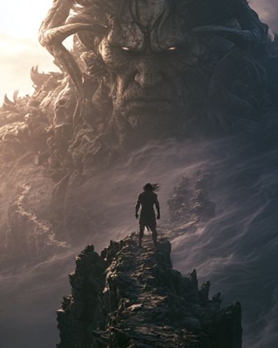 Titan Mountain Fantasy Poster. poster