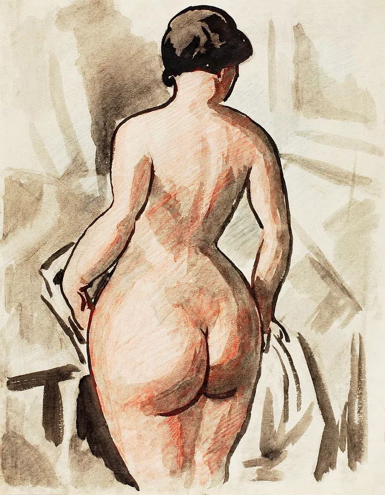 Nude Figure Watercolor Print. poster detail