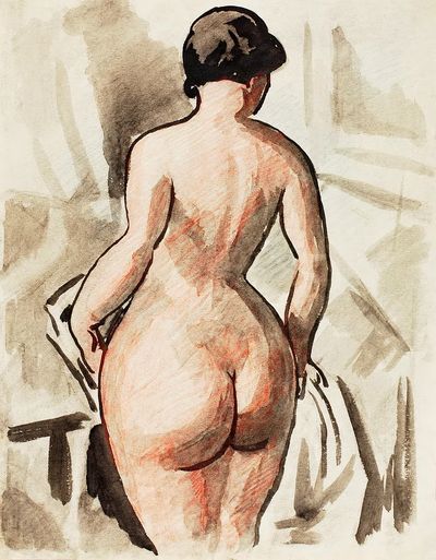 Nude Figure Watercolor Print. poster print