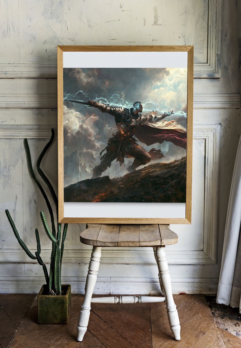 Storm Warrior Digital Art Poster. — room view 1