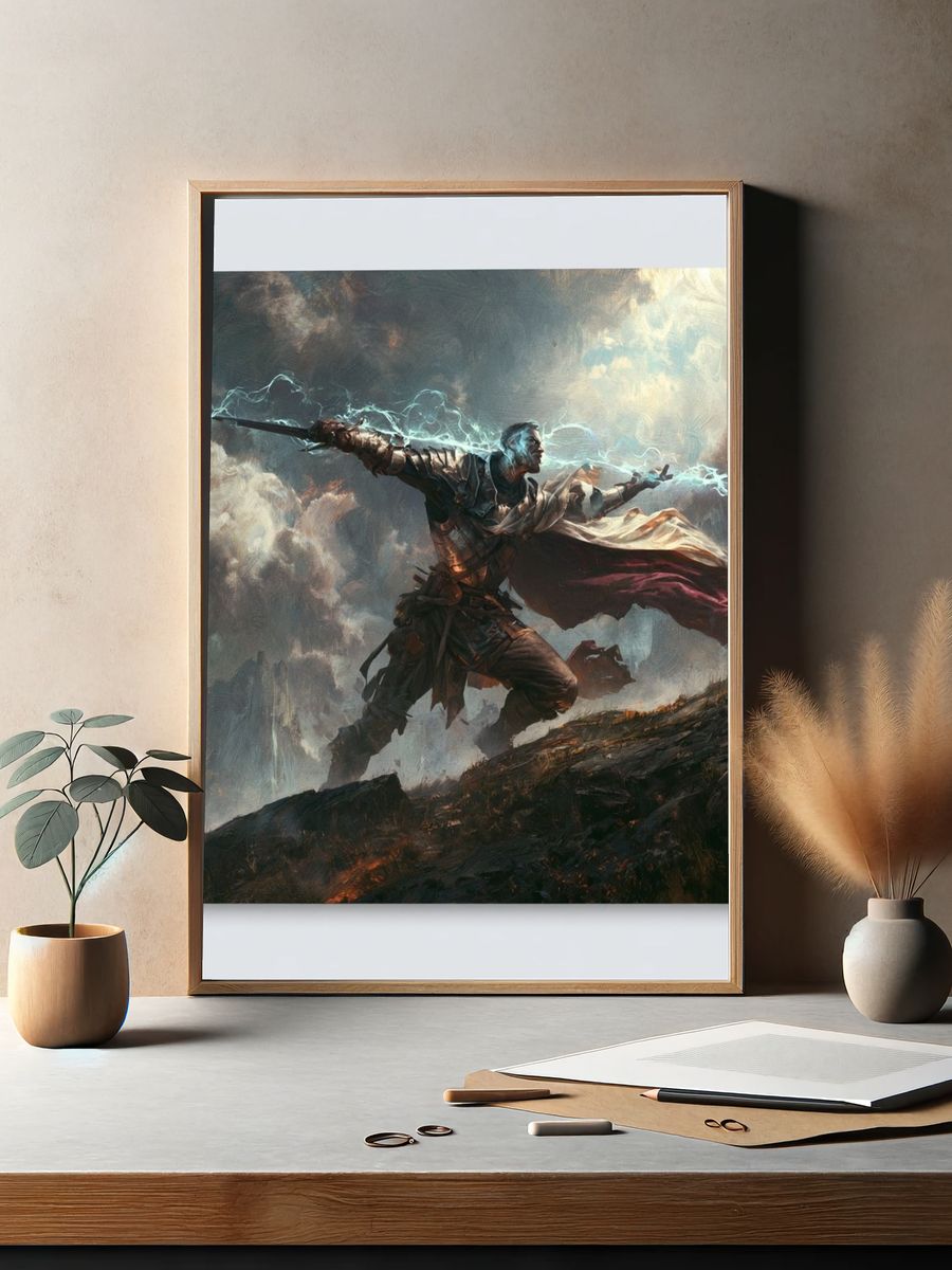 Storm Warrior Digital Art Poster. — room view 2
