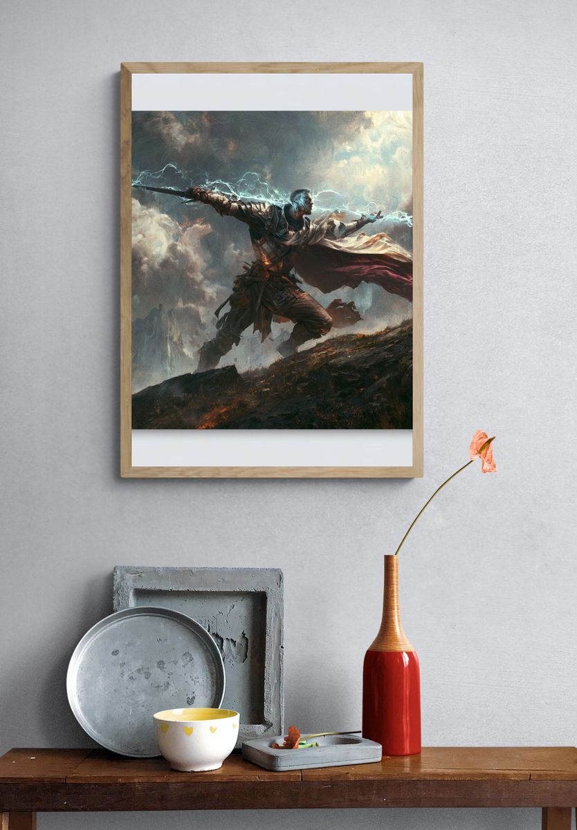 Storm Warrior Digital Art Poster. — room view 3