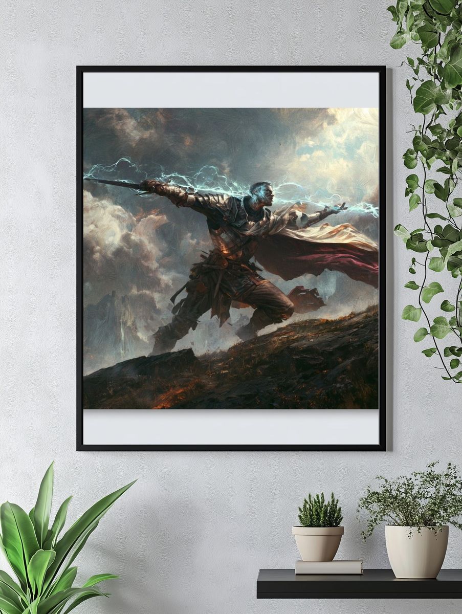 Storm Warrior Digital Art Poster. — room view 4