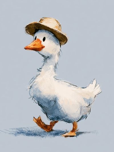 Duck with Hat Illustration Poster. poster