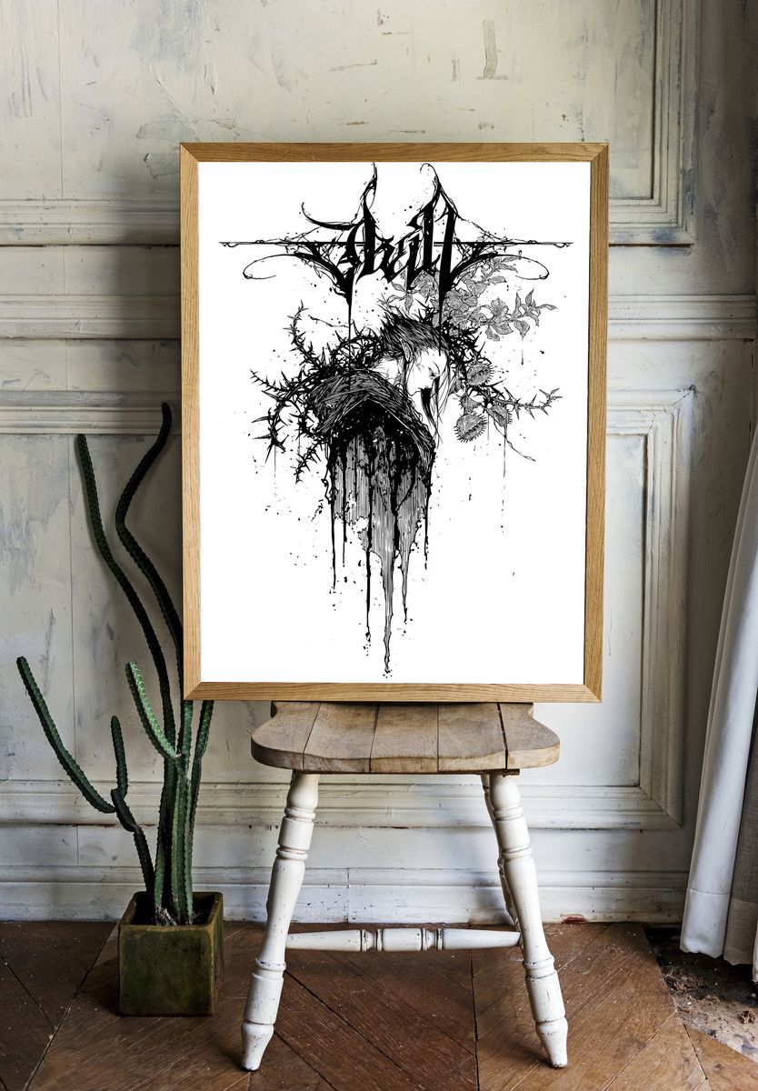 Thorned Figure Ink Poster. room preview
