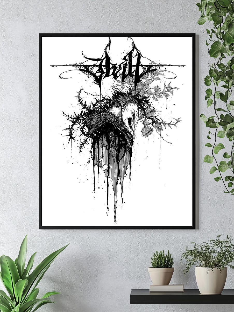 Thorned Figure Ink Poster. — room view 4