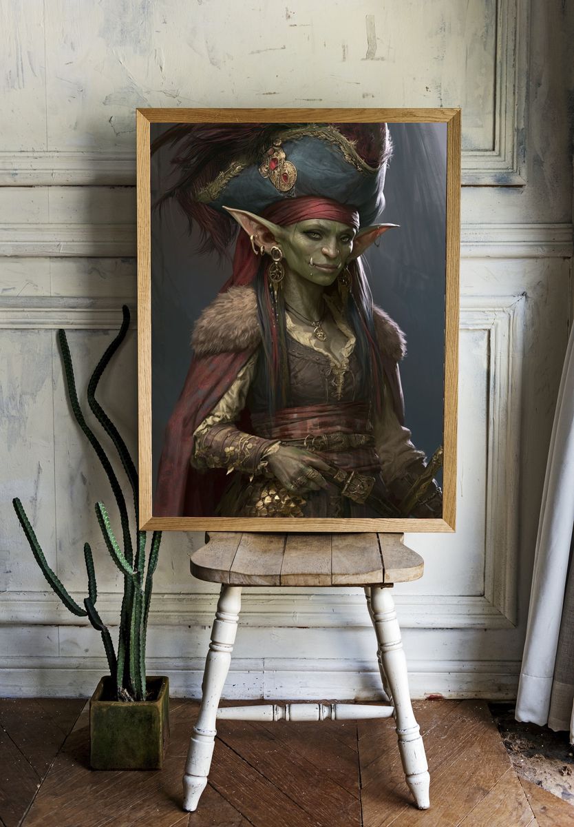 Goblin Pirate Portrait Print. — room view 1