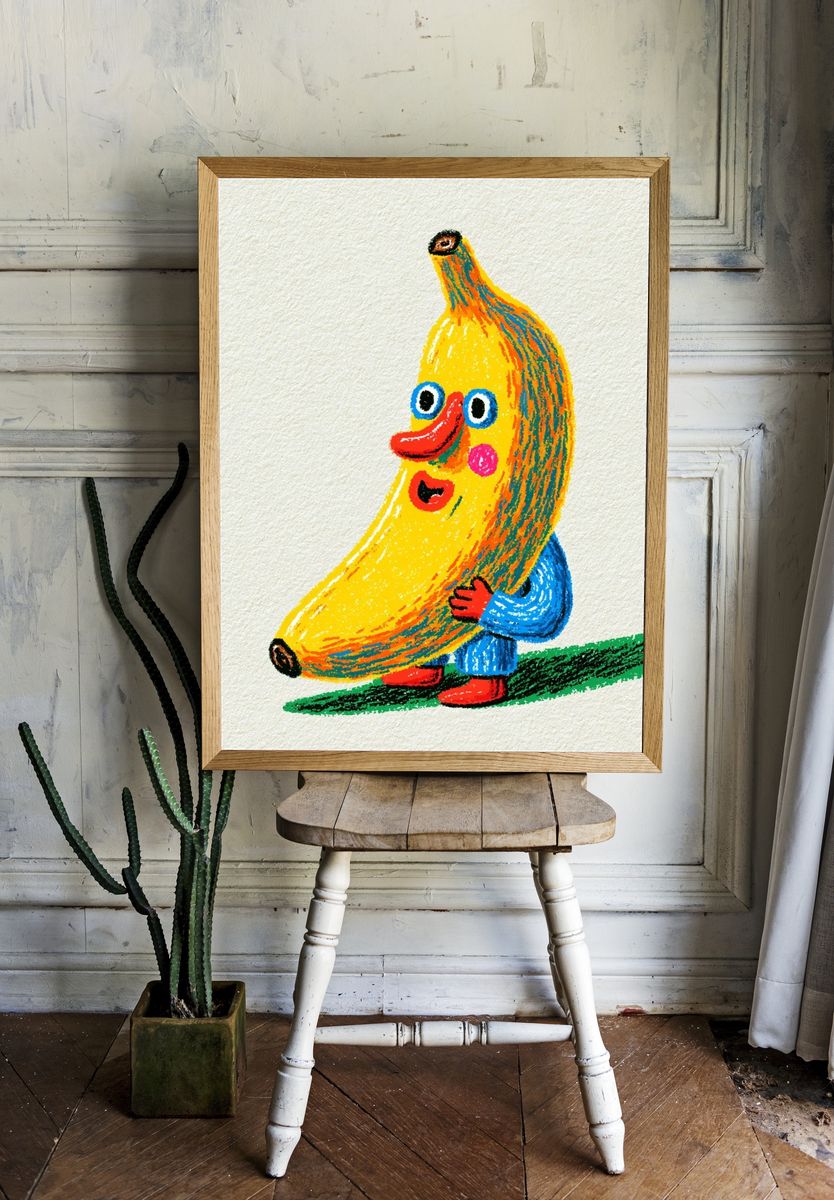 Banana Character Illustration Poster. room preview