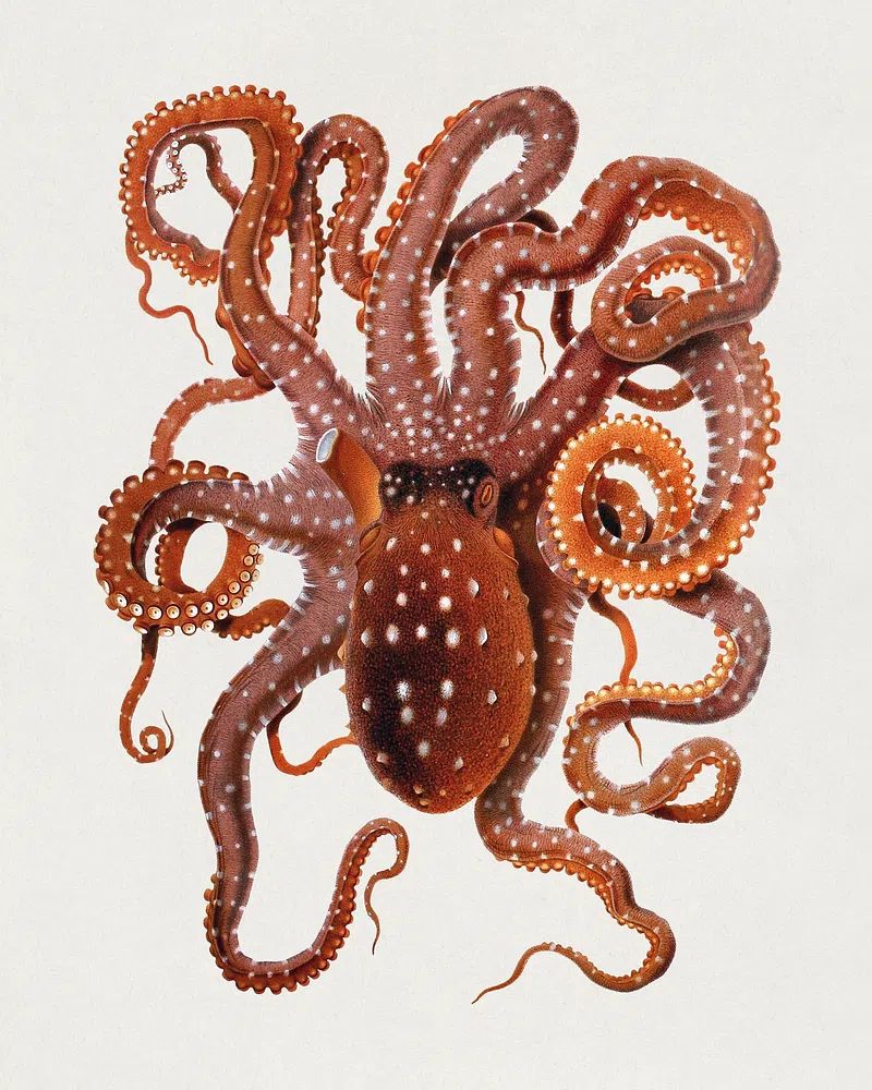Callistoctopus macropus (White-spotted Octopus) Mediterranean. poster detail
