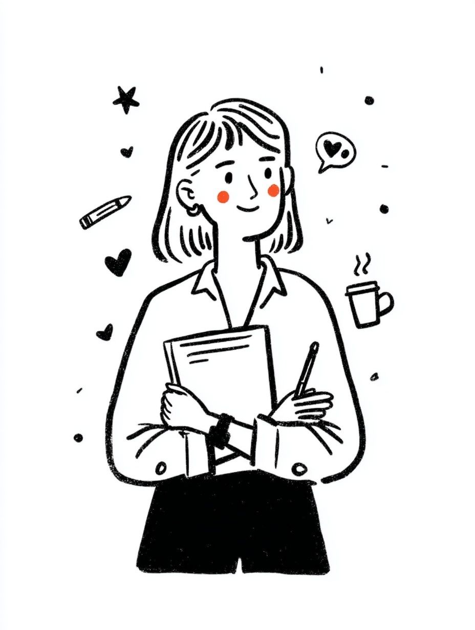 Girl with Notebook Illustration Poster. poster detail