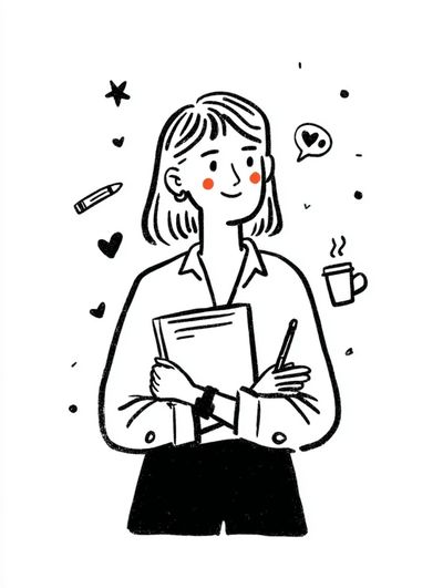 Girl with Notebook Illustration Poster. poster print