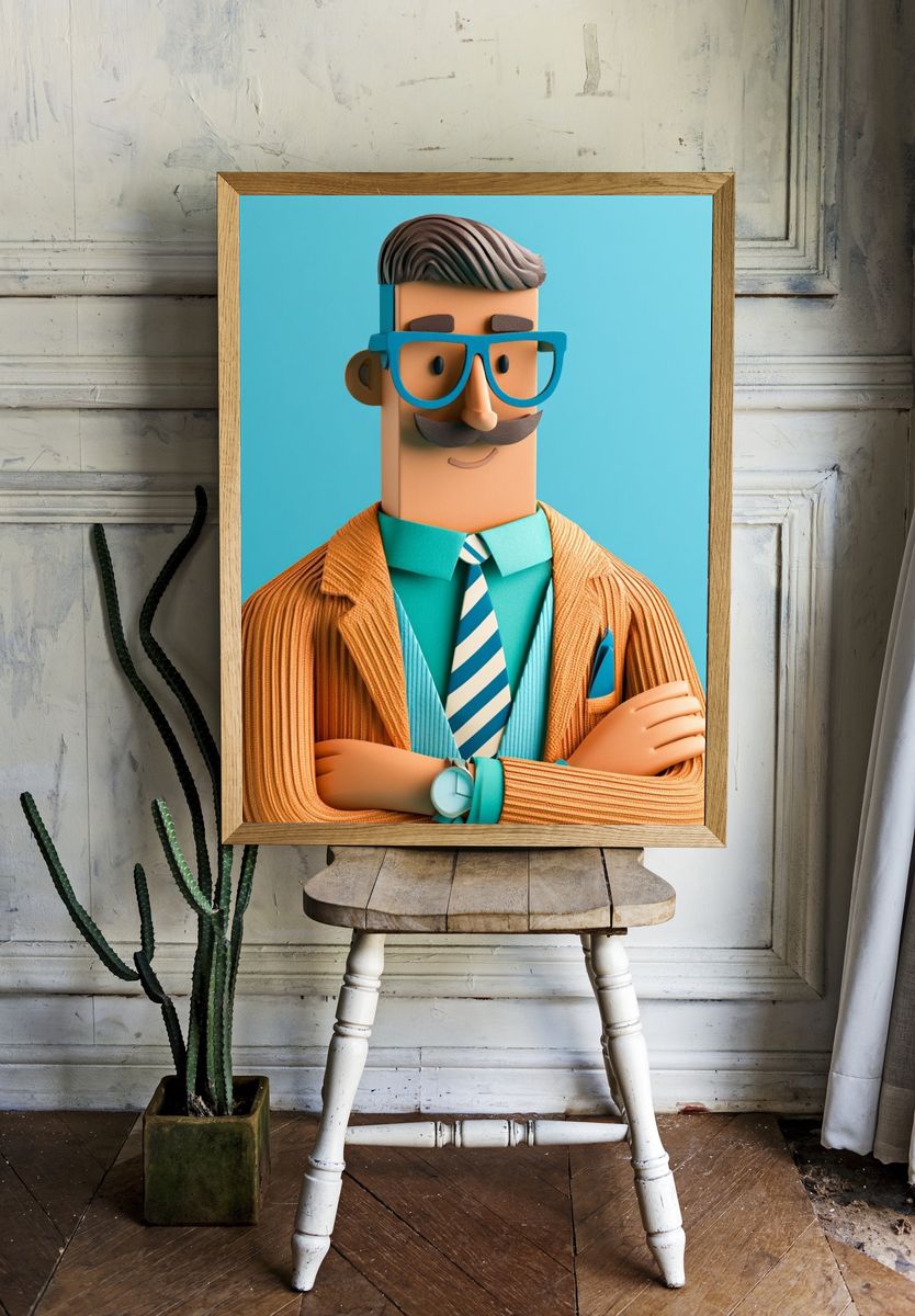 Stylish Gentleman Illustration Poster. — room view 1