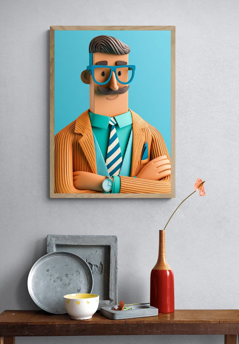 Stylish Gentleman Illustration Poster. — room view 3
