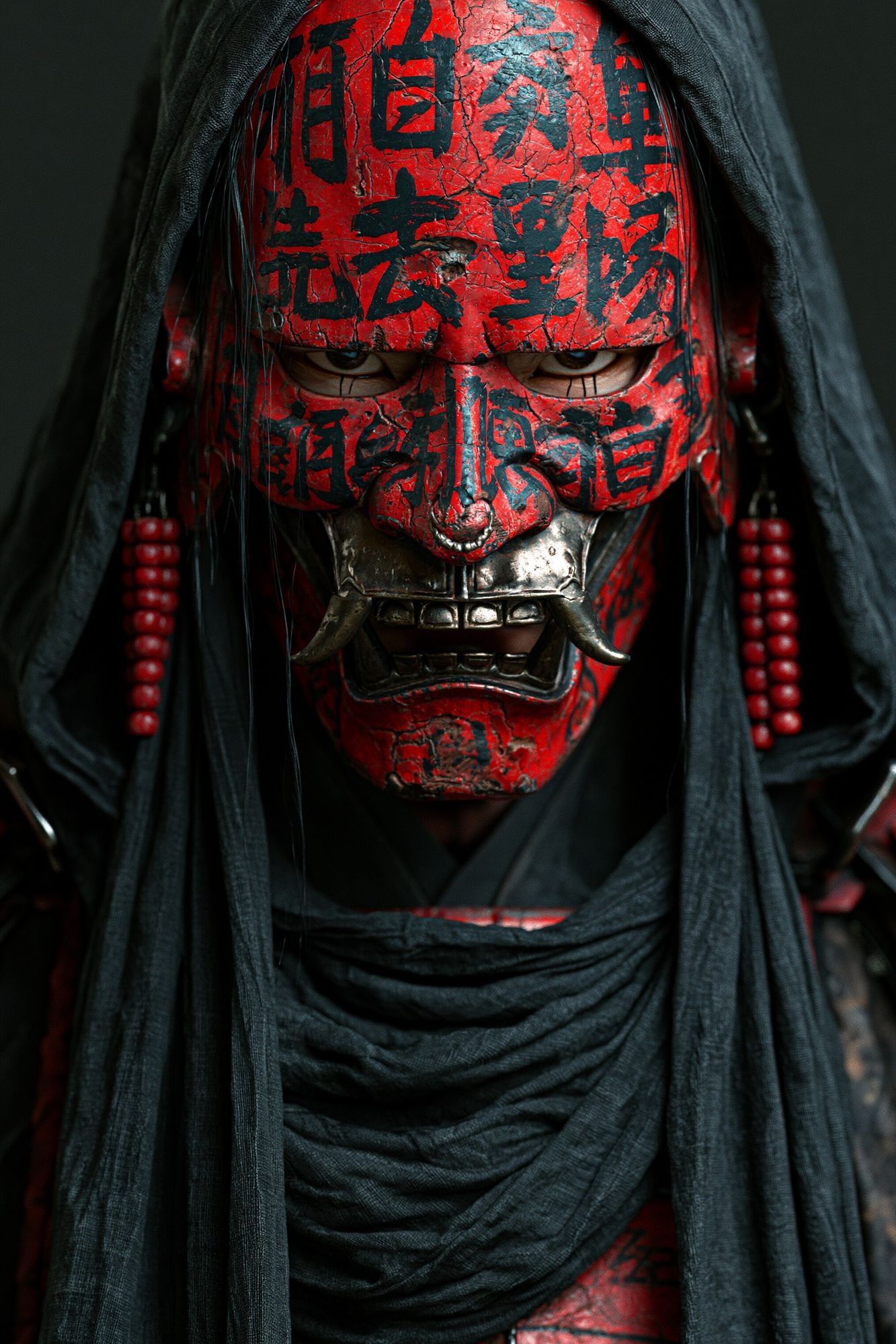 Red Oni Mask Portrait Poster. poster — illustration art