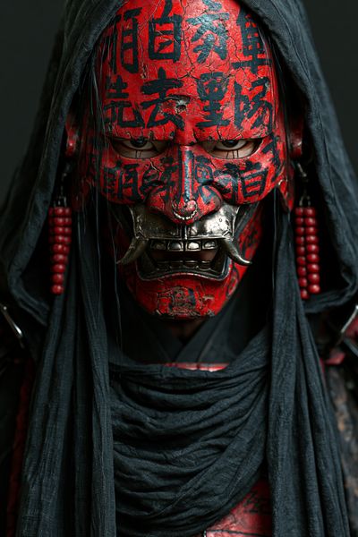 Red Oni Mask Portrait Poster.