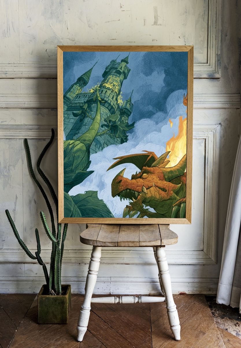 Dragon Castle Fantasy Print. room preview
