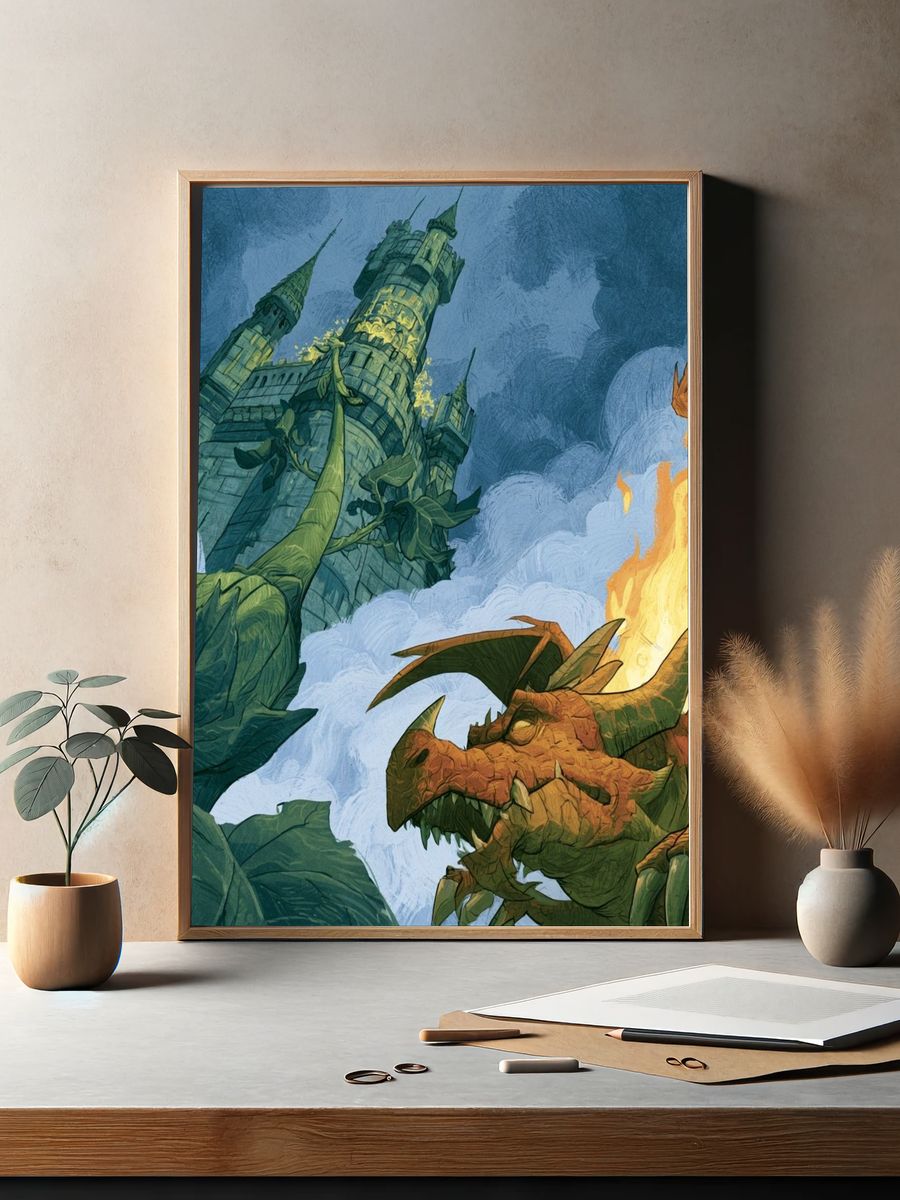 Dragon Castle Fantasy Print. — room view 2