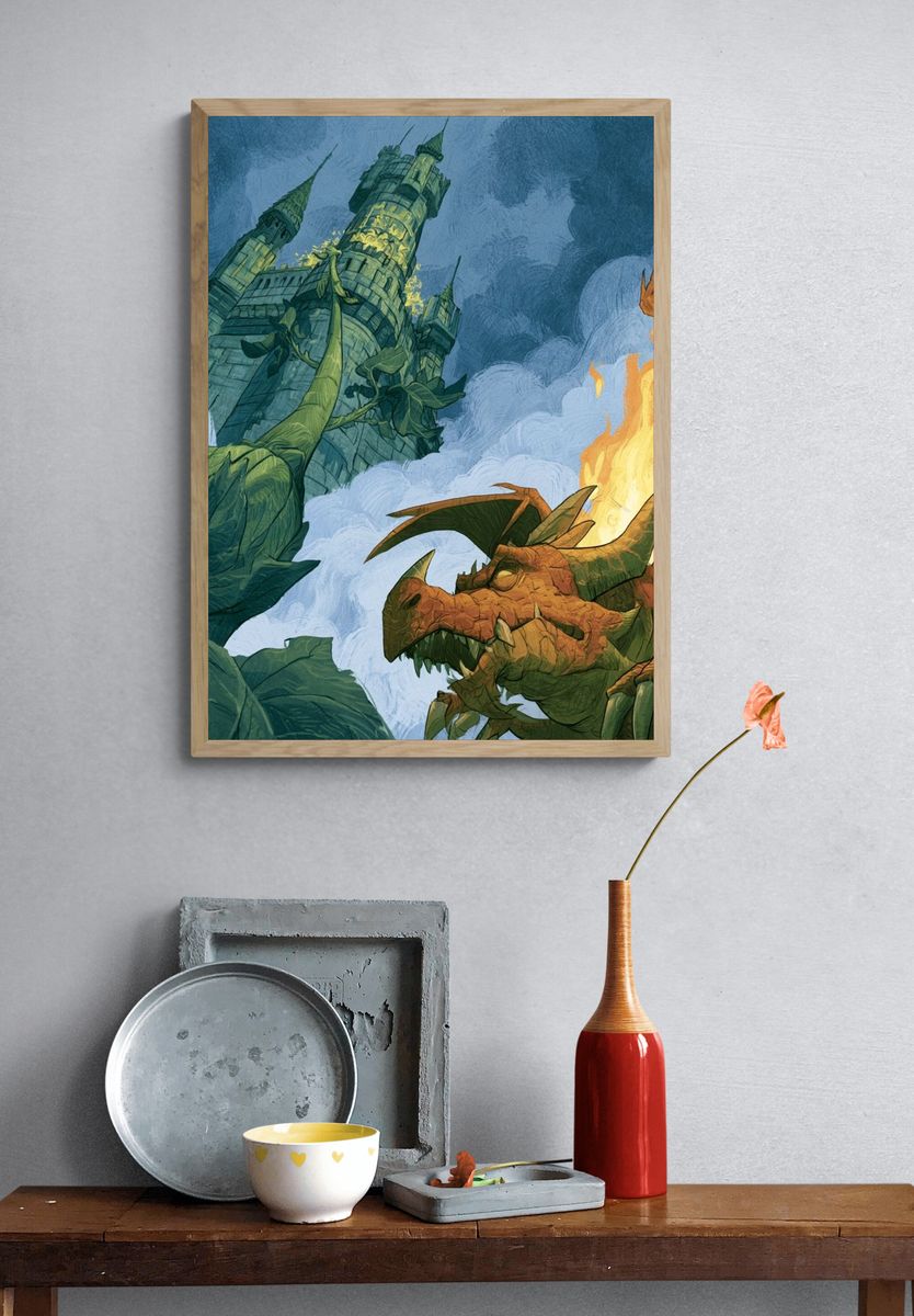 Dragon Castle Fantasy Print. — room view 3