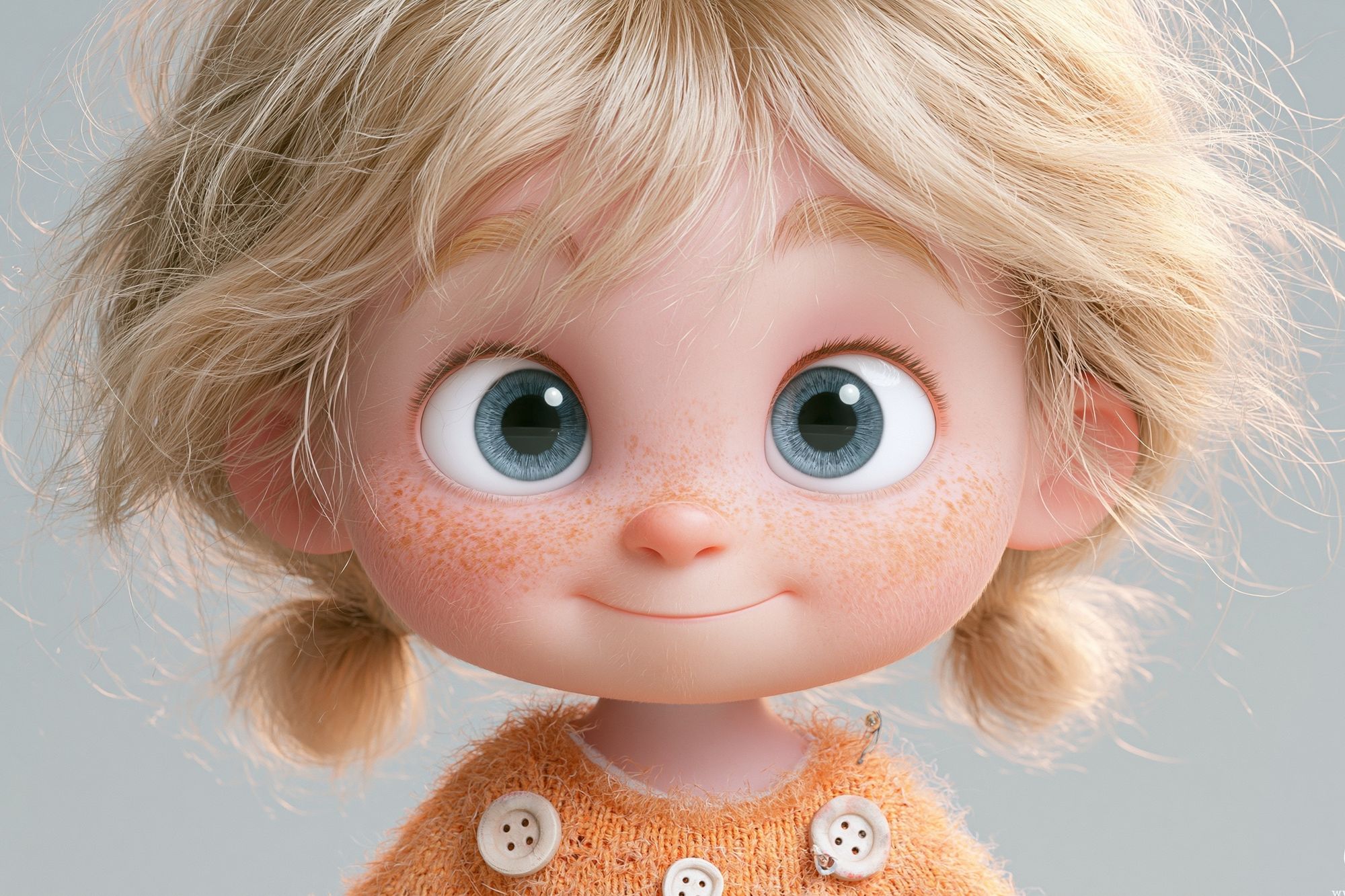 Freckled Doll Portrait Illustration Print. poster detail