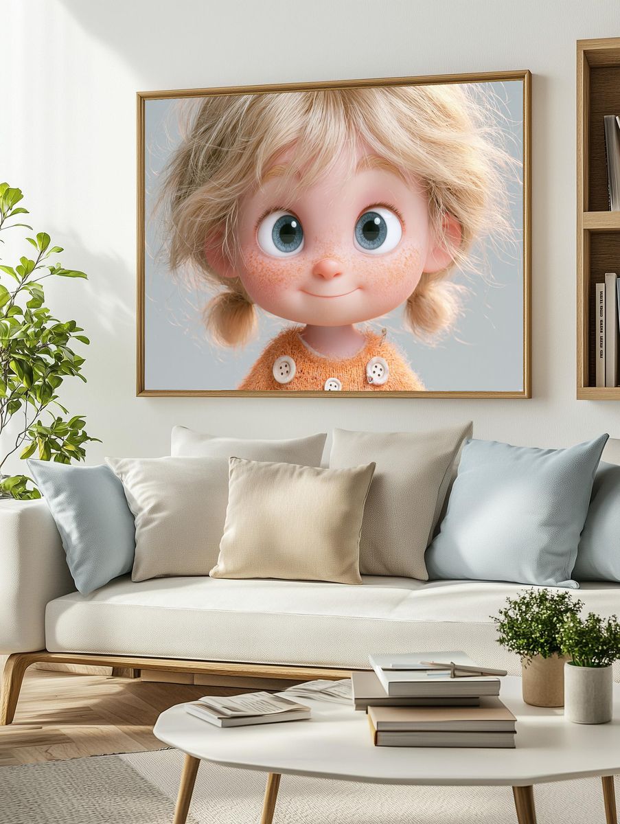 Freckled Doll Portrait Illustration Print. — room view 2