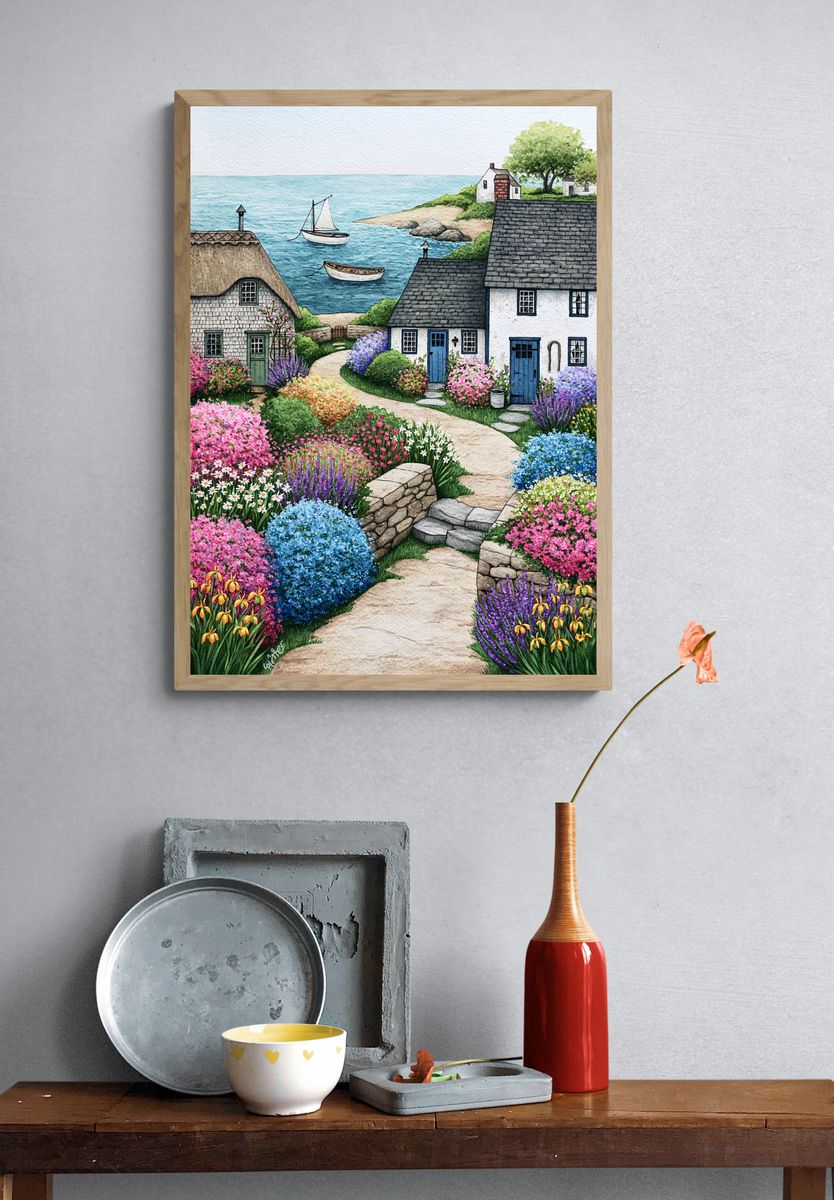 Coastal Cottage Garden Print. — room view 3