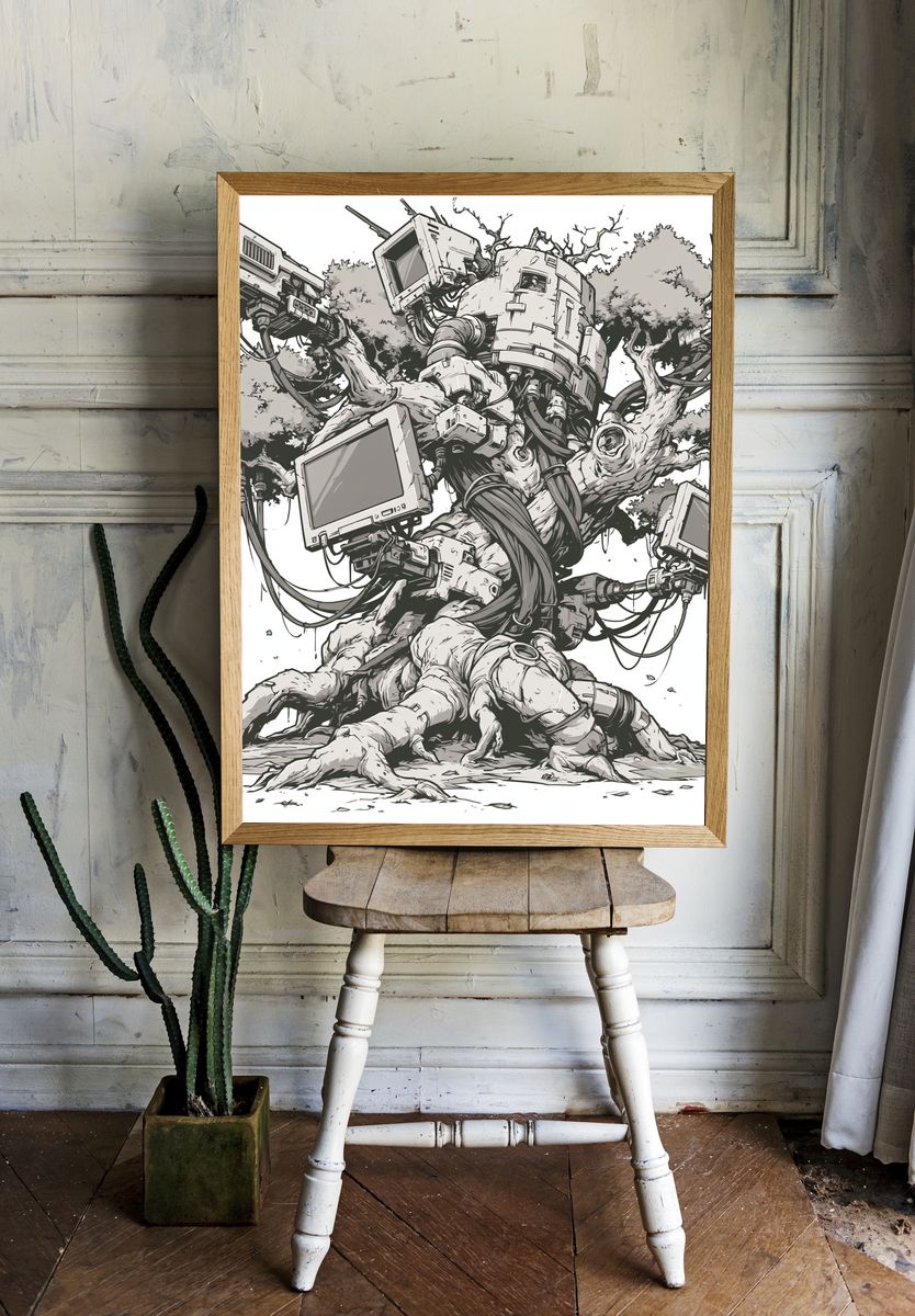 Cybernetic Tree Illustration Poster. room preview