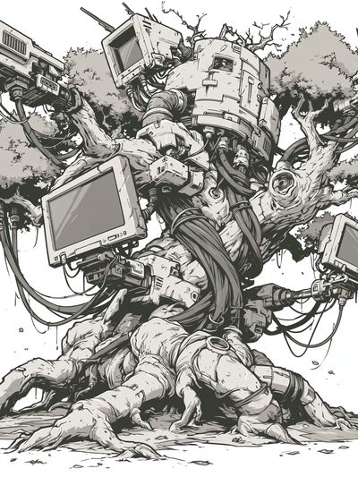 Cybernetic Tree Illustration Poster.
