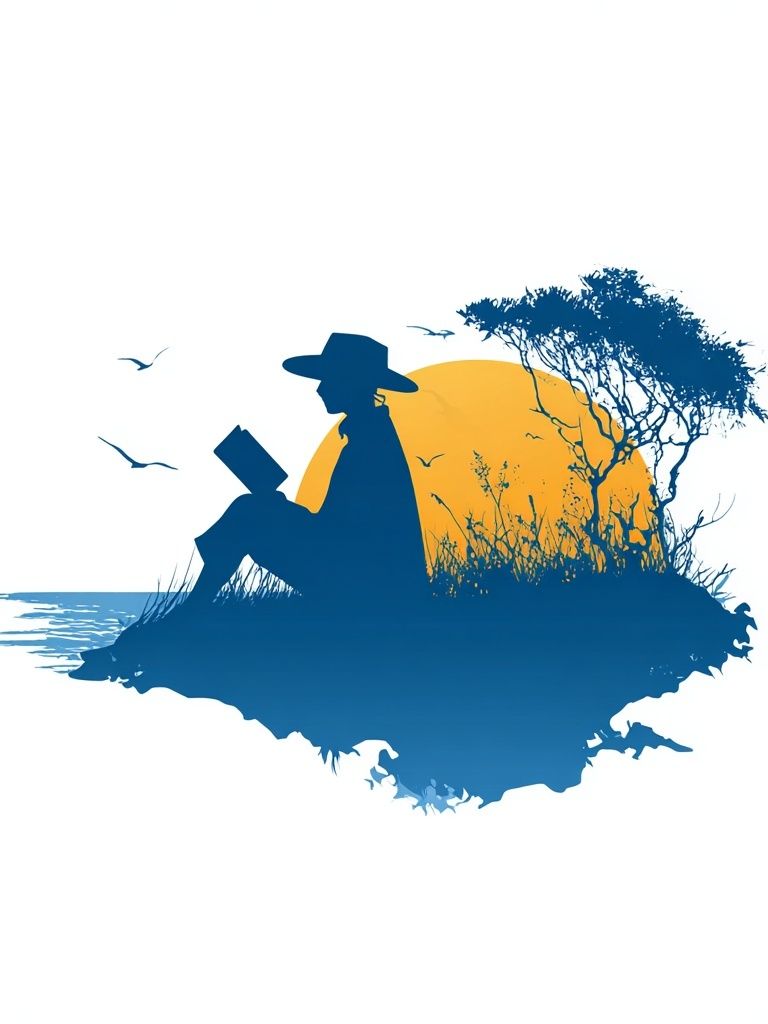 Sunset Reader Silhouette Print. poster detail
