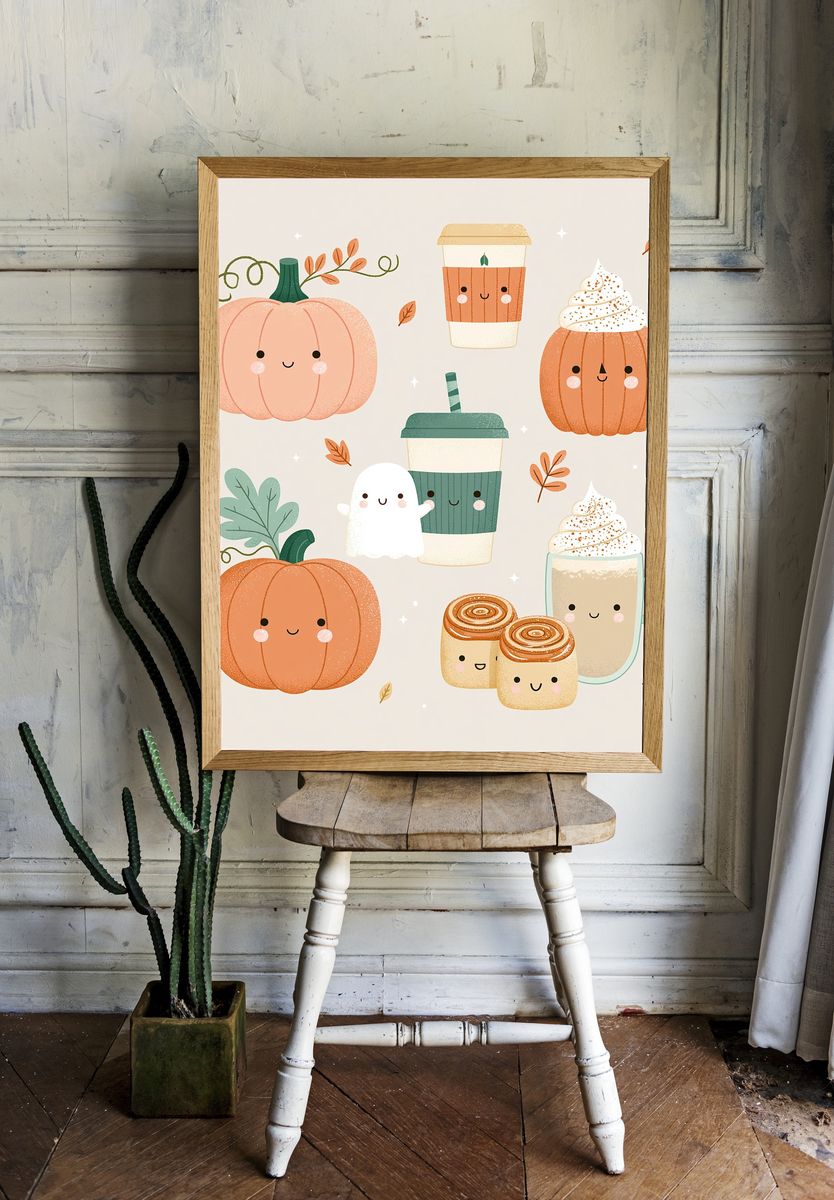 Cute Fall Treats Illustration Poster. — room view 1