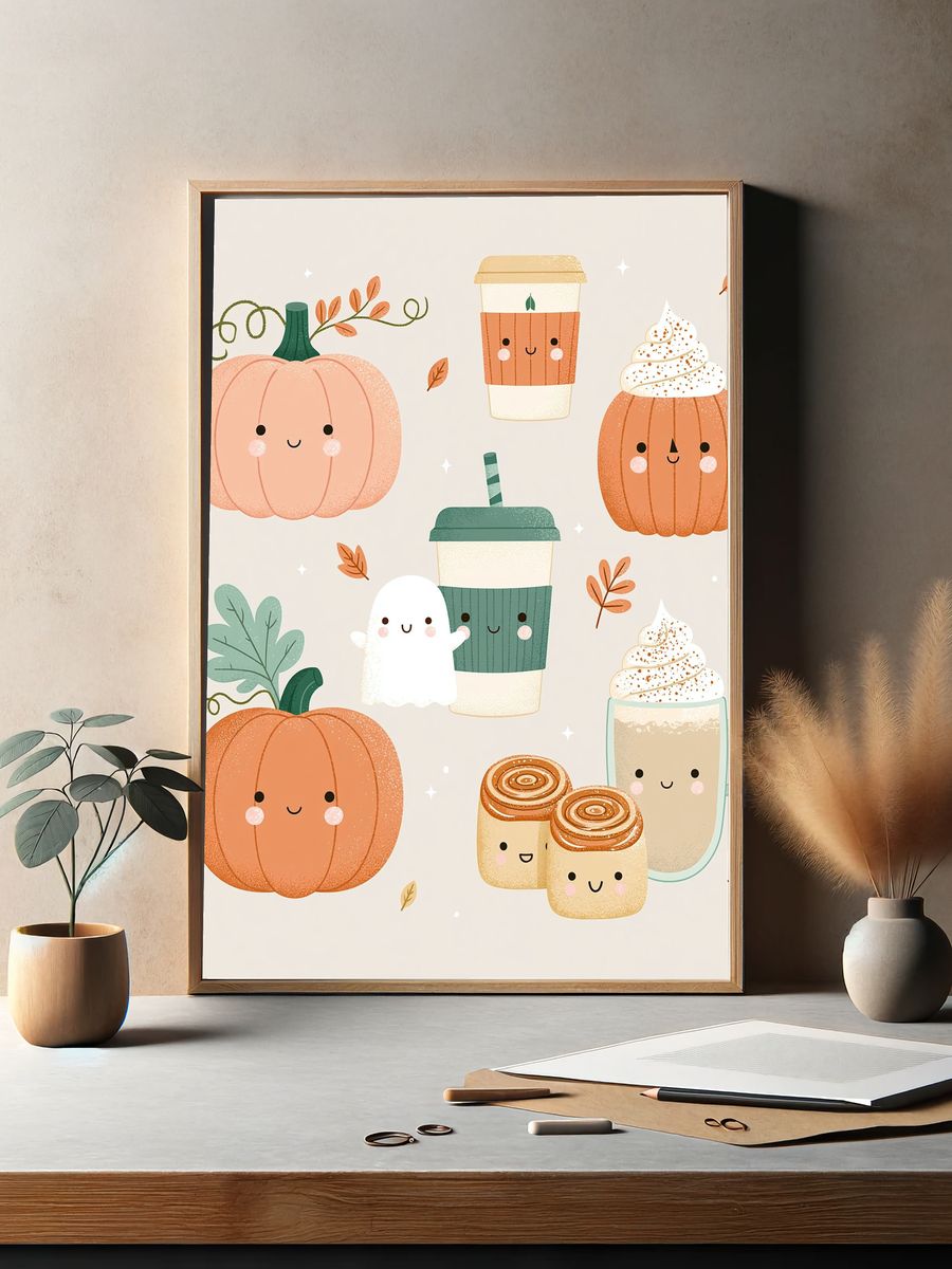 Cute Fall Treats Illustration Poster. — room view 2