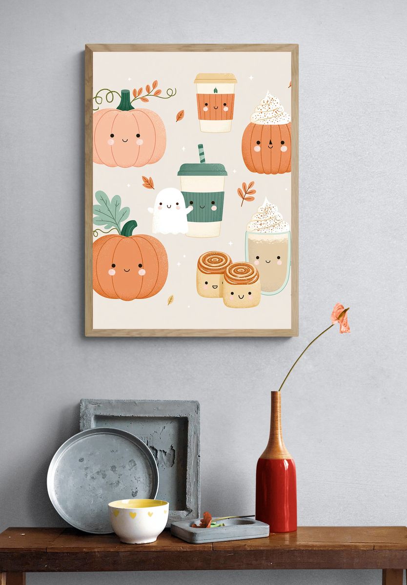 Cute Fall Treats Illustration Poster. — room view 3