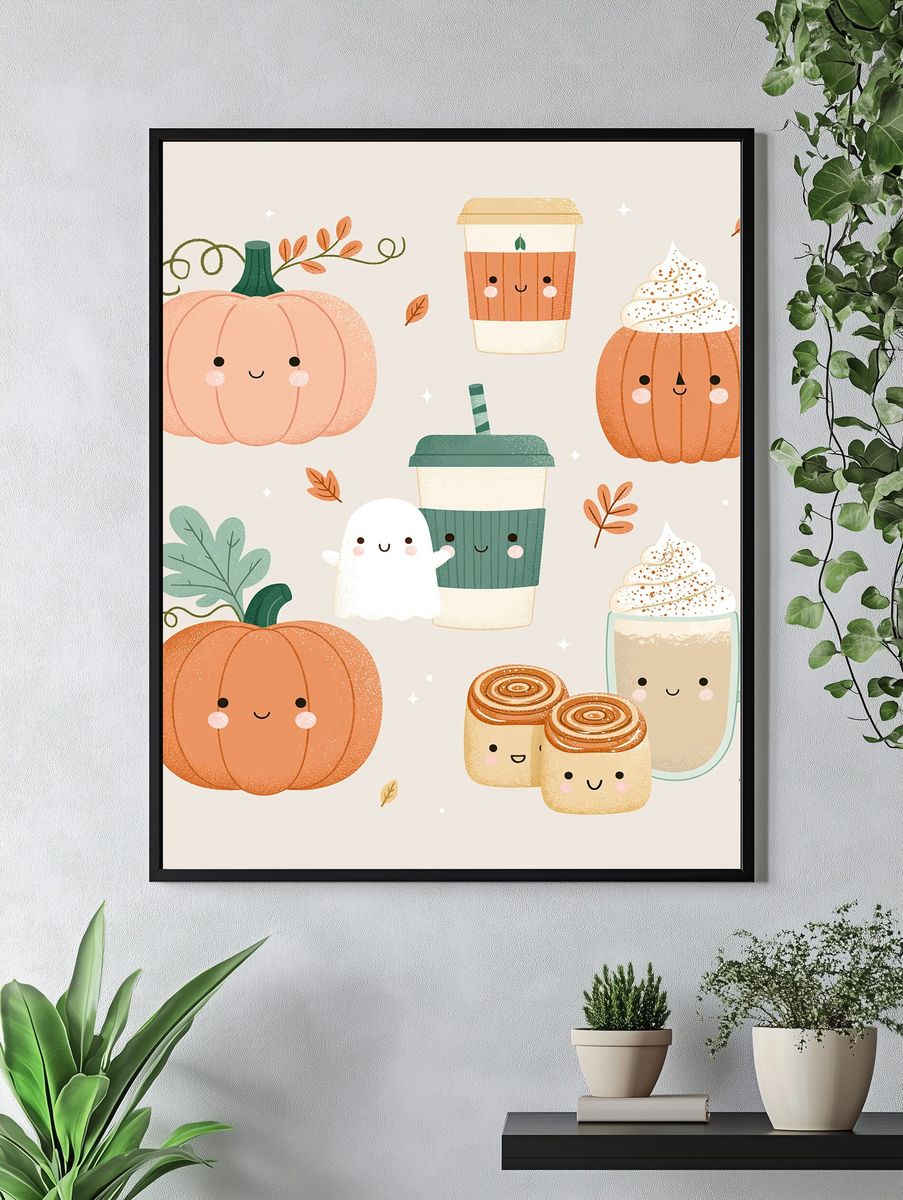 Cute Fall Treats Illustration Poster. — room view 4