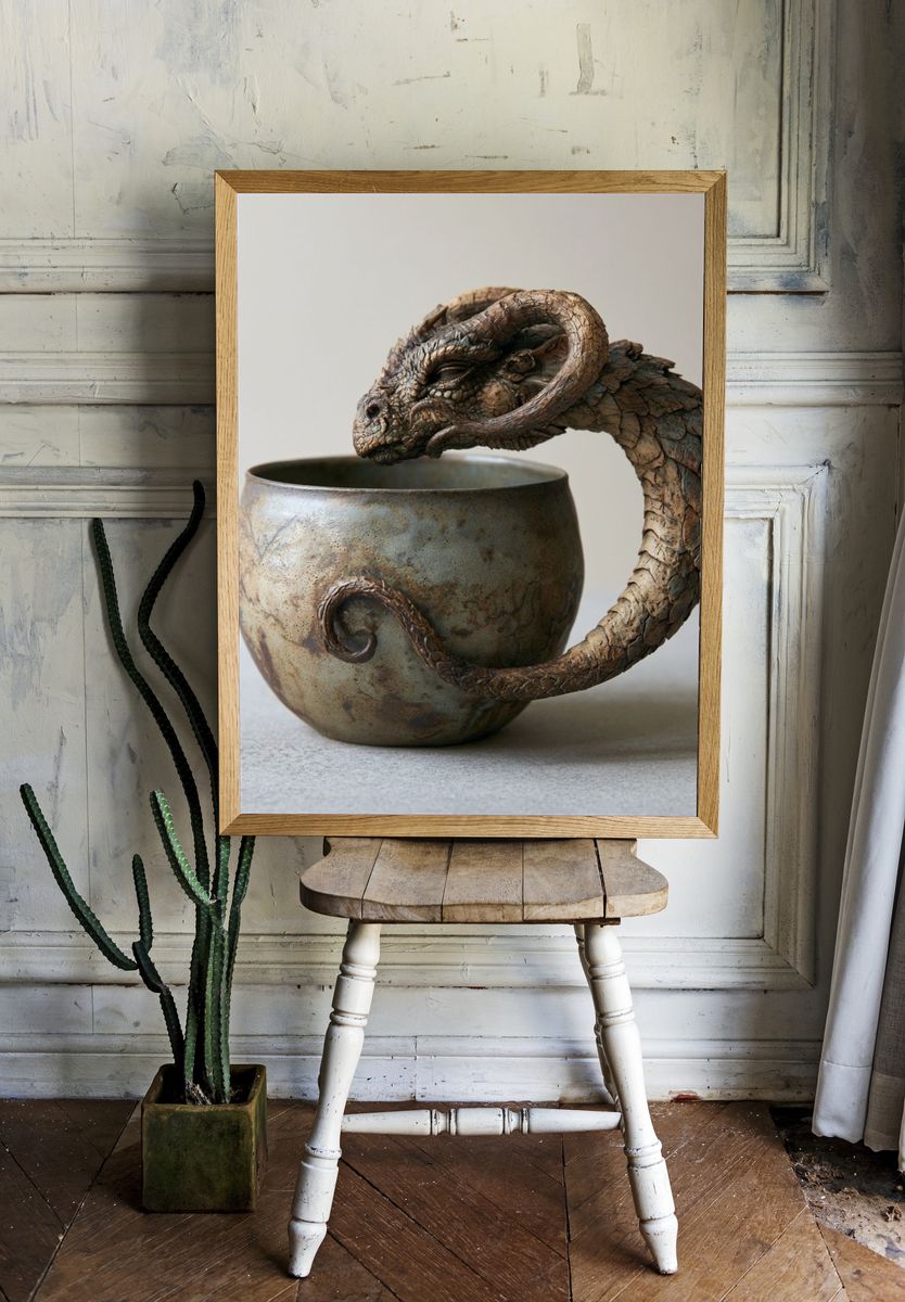 Dragon Ceramic Vessel Print. room preview