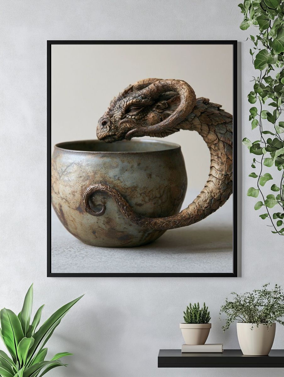 Dragon Ceramic Vessel Print. — room view 4