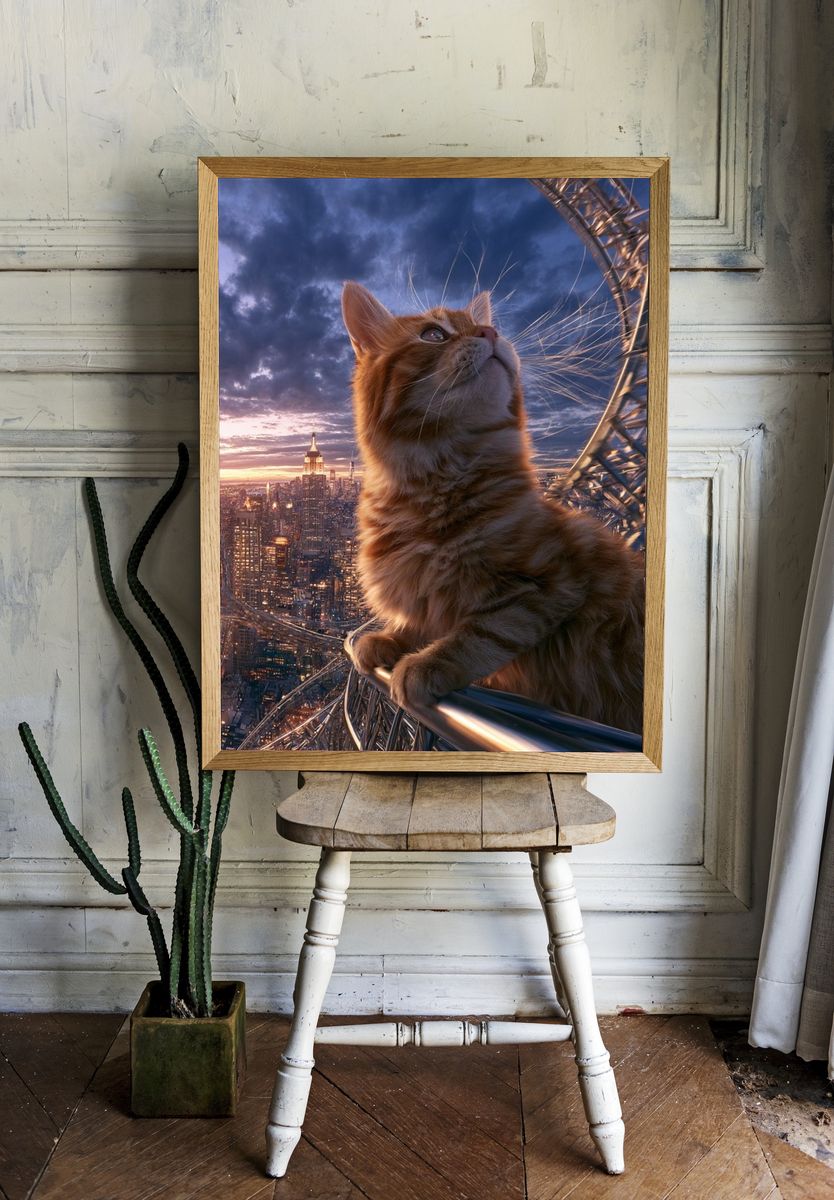 Giant Cat Over New York Poster. room preview