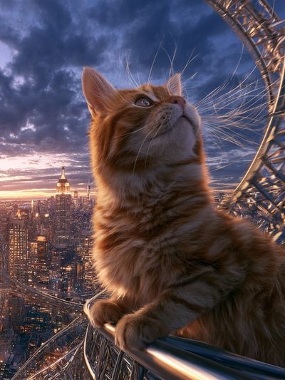 Giant Cat Over New York Poster. poster print