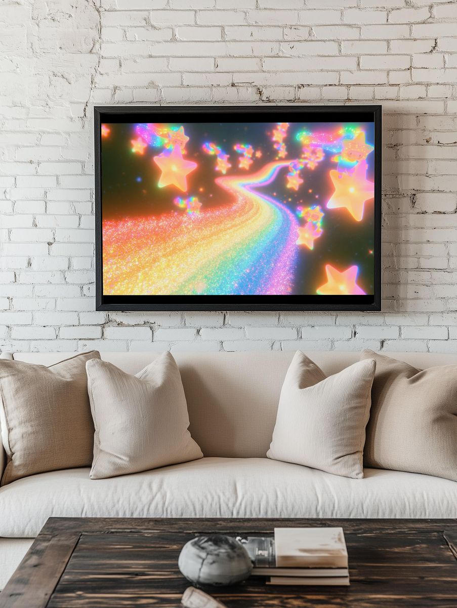 Rainbow Star Trail Illustration Poster. — room view 1