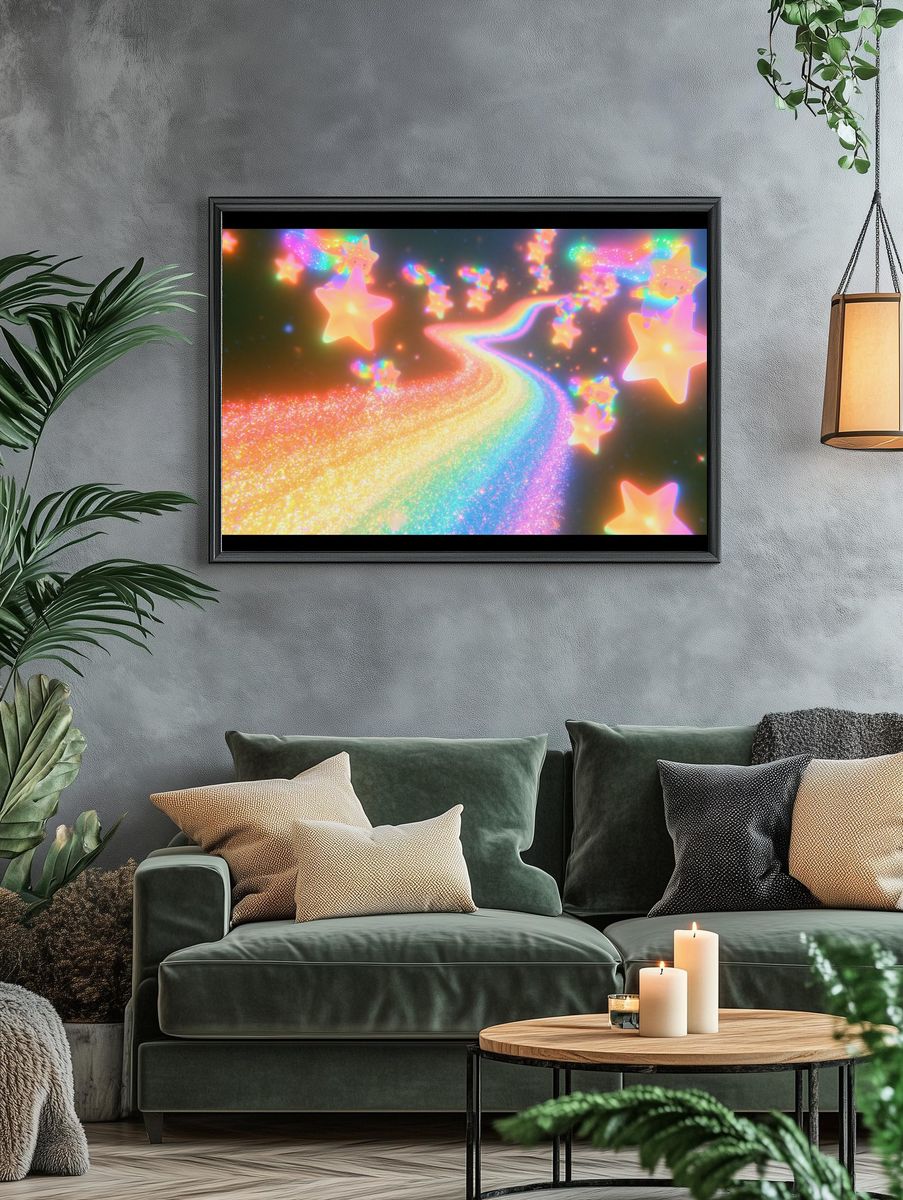 Rainbow Star Trail Illustration Poster. — room view 4