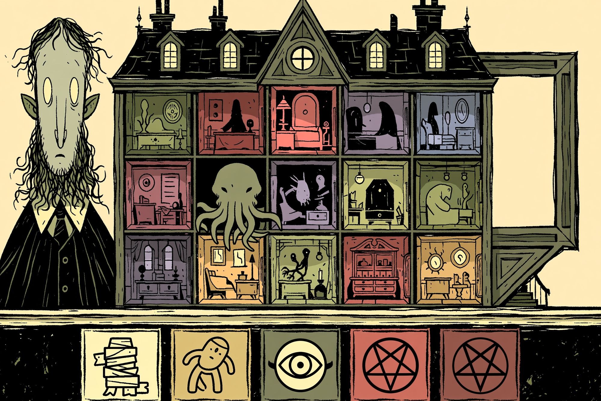 Haunted House Illustration Poster. poster detail